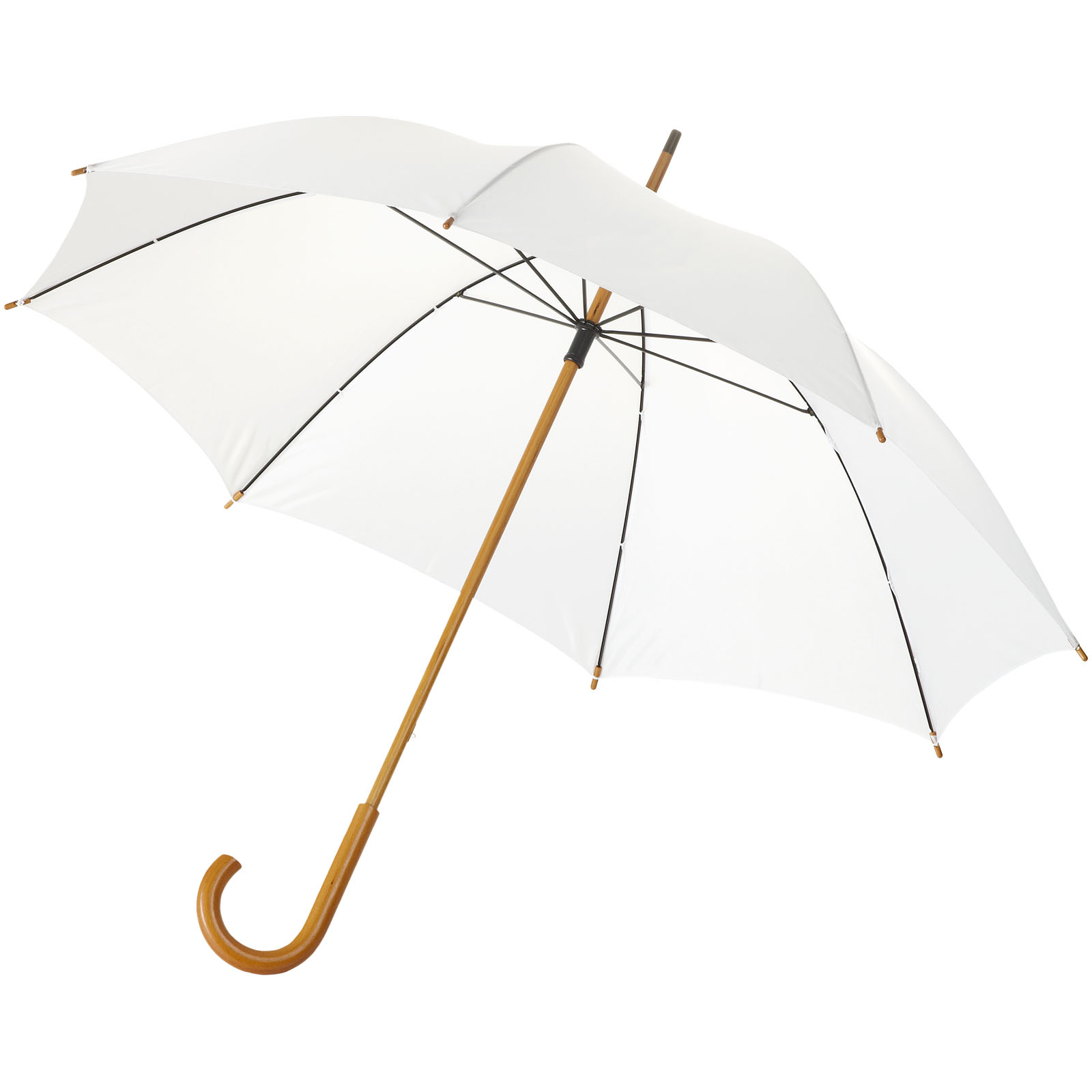 Jova 23" Regenschirm mit Holzstange und -griff weiss