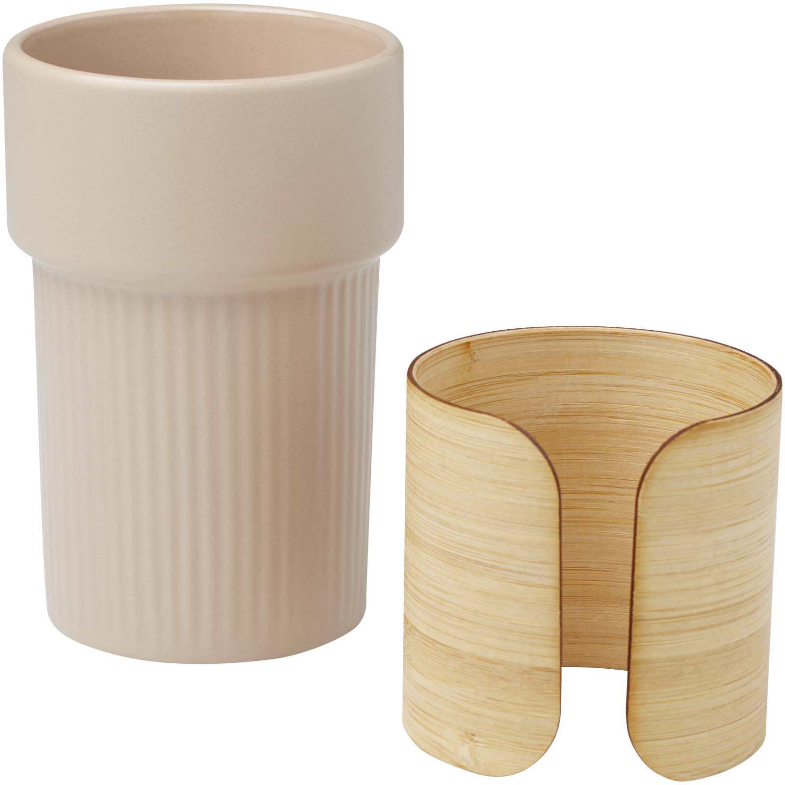 Fika 340 ml Becher mit Bambushülle oatmeal