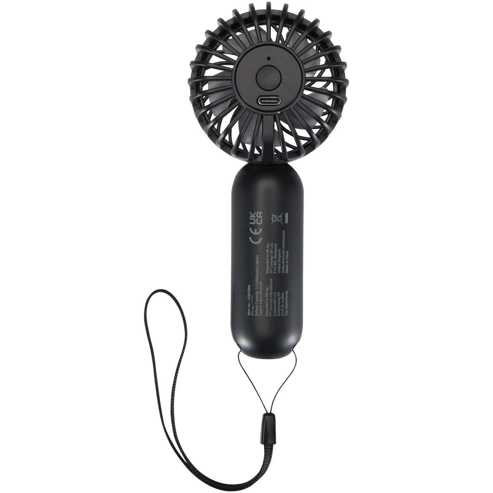 Aervia Tragbarer Ventilator aus recyceltem Kunststoff schwarz