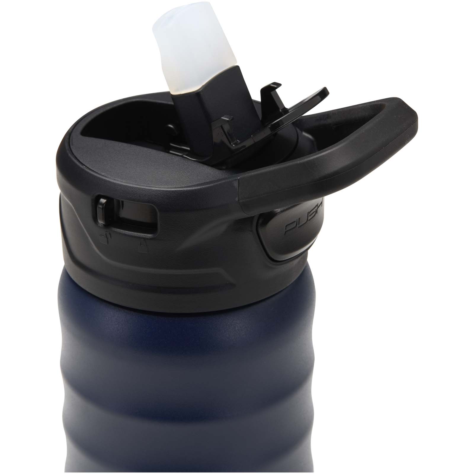 Knox 350 ml RCS Trinkflasche aus recyceltem, doppelwandigem Edelstahl mit Klappstrohhalm navy