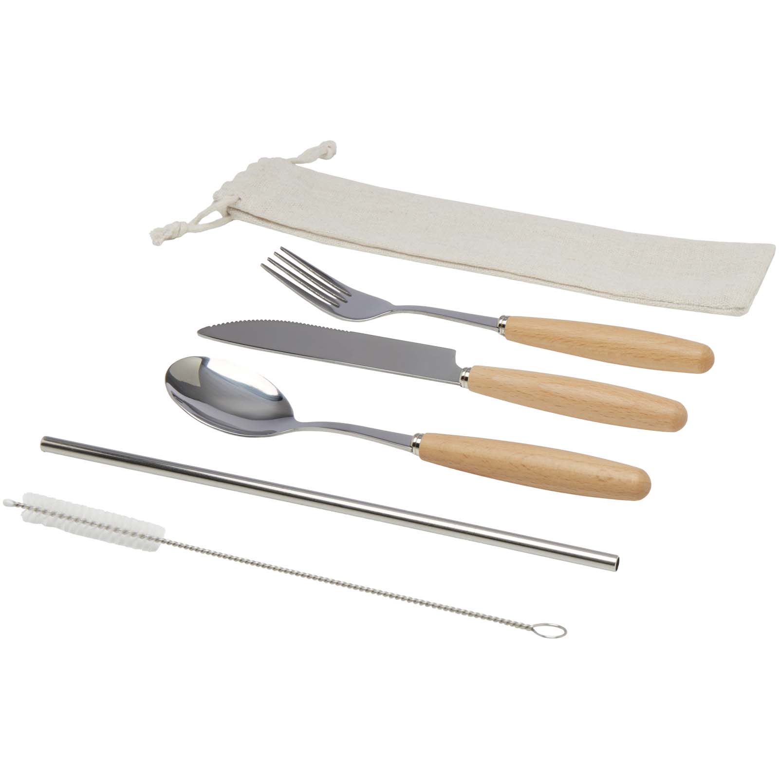 Root 5-teiliges Besteckset aus Edelstahl und Buchenholz natur