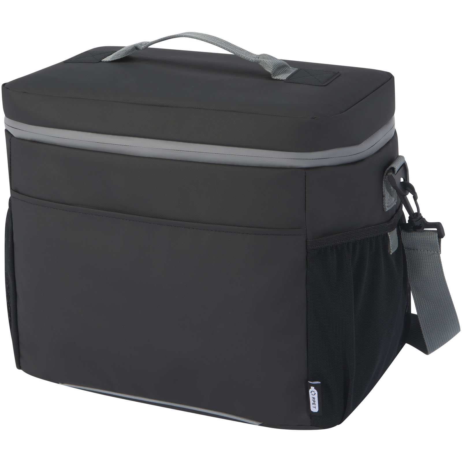 Aqua wasserabweisende Kühltasche für 20 Dosen aus GRS Recyclingmaterial 22 L schwarz