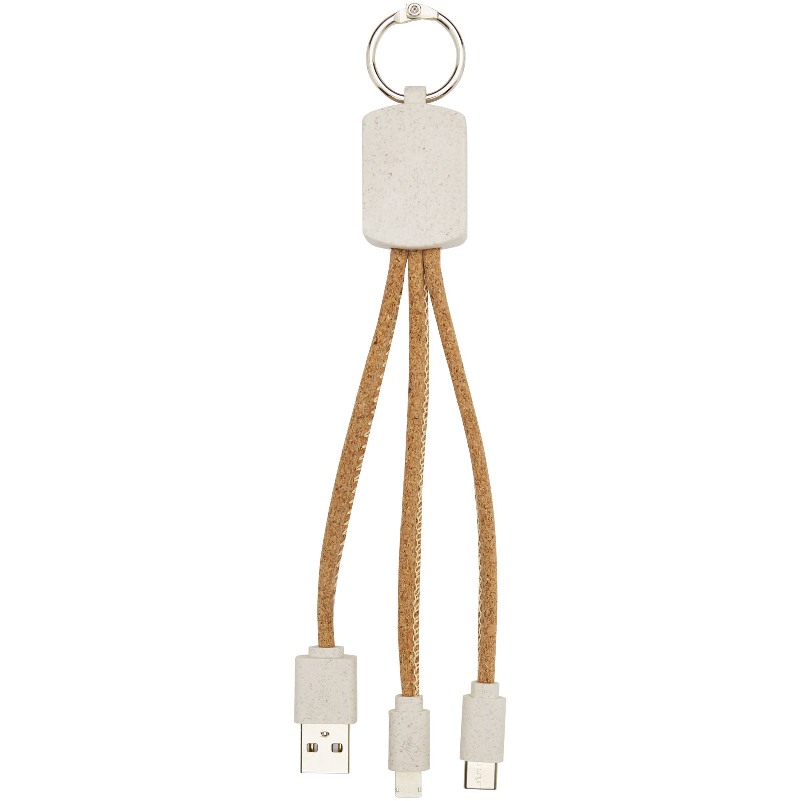 Bates Weizenstroh und Kork 3-in-1 Ladekabel natur