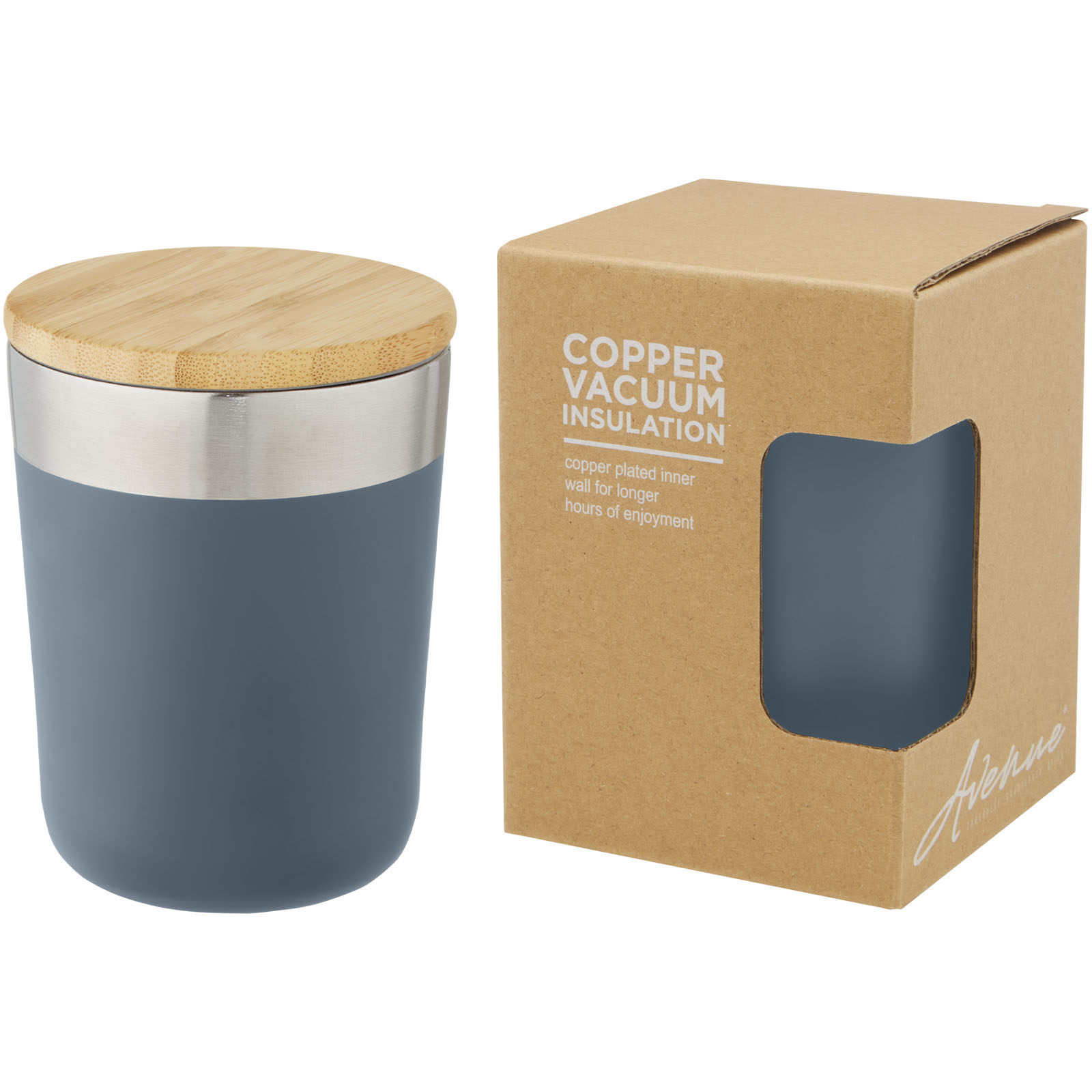 Lagan 330 ml Kupfer-Vakuum Isolierbecher mit Bambusdeckel eisblau